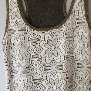 Knit cream and gold tank top.